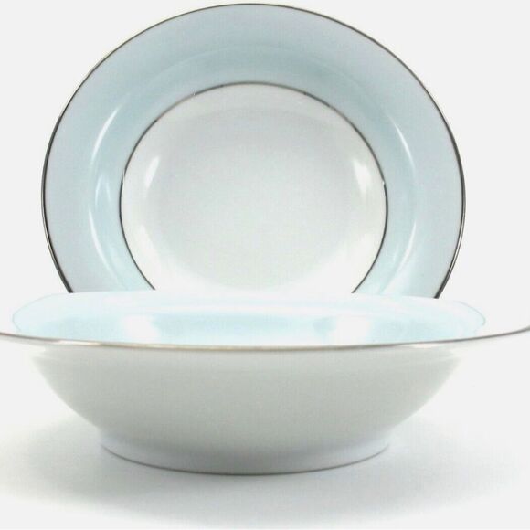 Noritake Bluedale 5533 FRUIT BOWL Set of 2  Light Blue Rim Vintage 1950’s G4 - Picture 3 of 7